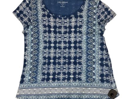 Top Short Sleeve Designer By Lucky Brand In Blue & White, Size: L on Sale