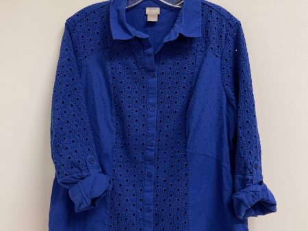 Blouse Long Sleeve By Chicos In Blue, Size: Xl Discount