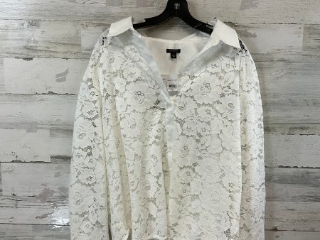 Blouse Long Sleeve By Ann Taylor In White, Size: Xl Online Hot Sale