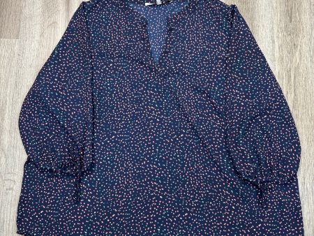 Blouse 3 4 Sleeve By Collective Concepts In Blue, Size: 2x Hot on Sale