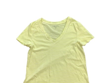 Top Short Sleeve Basic By Loft In White & Yellow, Size: M Online Hot Sale