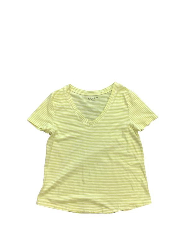 Top Short Sleeve Basic By Loft In White & Yellow, Size: M Online Hot Sale