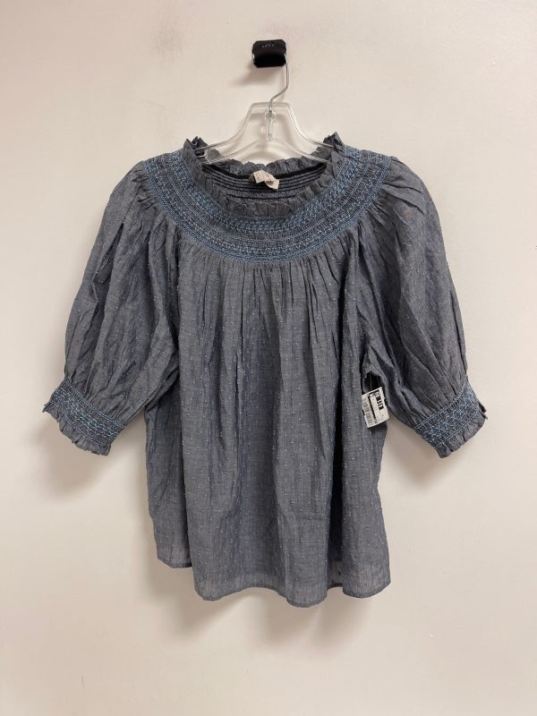 Top Short Sleeve By Loft In Navy, Size: Xl Cheap