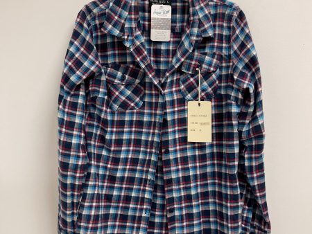 Blouse Long Sleeve By Clothes Mentor In Plaid Pattern, Size: L Cheap