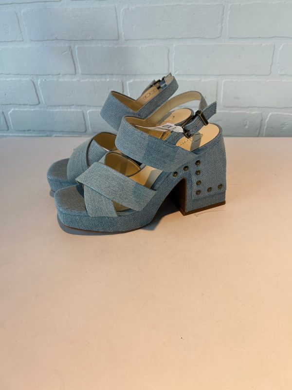 Sandals Heels Block By Jessica Simpson In Blue Denim, Size: 8 Online Sale