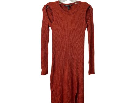 Dress Casual Midi By Bcbgmaxazria In Orange & Red, Size:Xs Supply