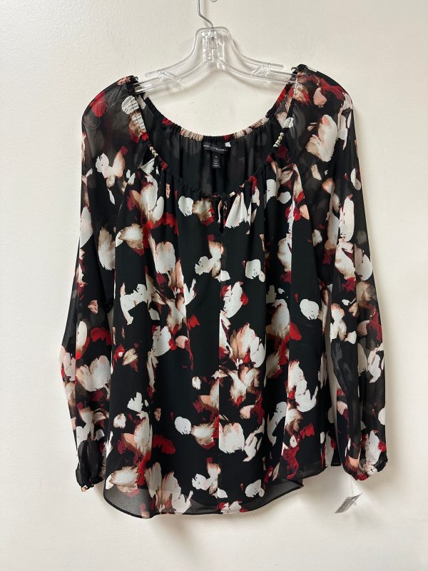 Top Long Sleeve By White House Black Market In Black & Red, Size: Xl Hot on Sale