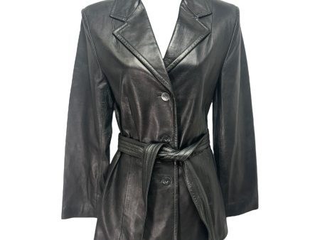 Belted Coat Leather By Kenneth Cole Reaction In Black, Size: S For Sale