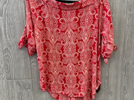 Blouse Long Sleeve By Renee C In Red & White, Size: L Fashion