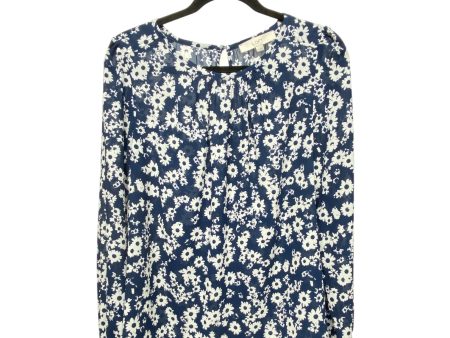 Blouse Long Sleeve By Loft In Blue & White, Size: M Online Hot Sale