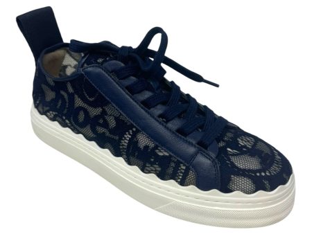 Lauren Lace Low Top Sneakers Shoes Luxury Designer By Chloe In Navy, Size: 9 39 Online Sale