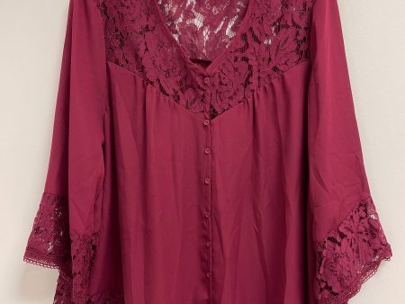 Top Long Sleeve By Valerie Stevens In Red, Size: L Cheap