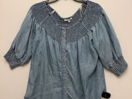 Top Long Sleeve By Miss Me In Blue Denim, Size: L Online Sale