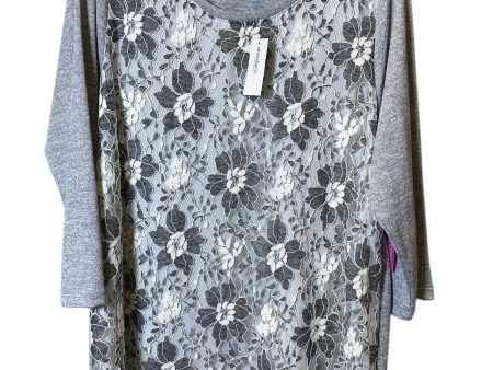 Top 3 4 Sleeve By Dressbarn In Grey, Size: 2x Supply