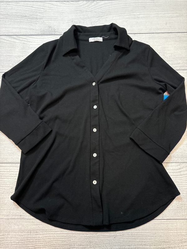 Blouse Long Sleeve By Beacon Apparel In Black, Size: Xl Hot on Sale