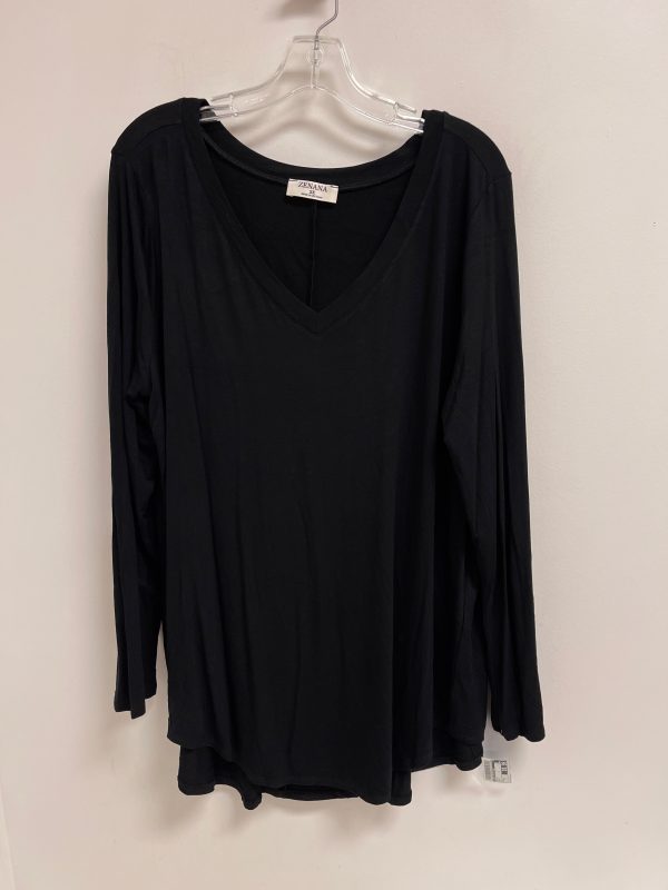 Top Long Sleeve By Zenana Outfitters In Black, Size: 2x Online Sale