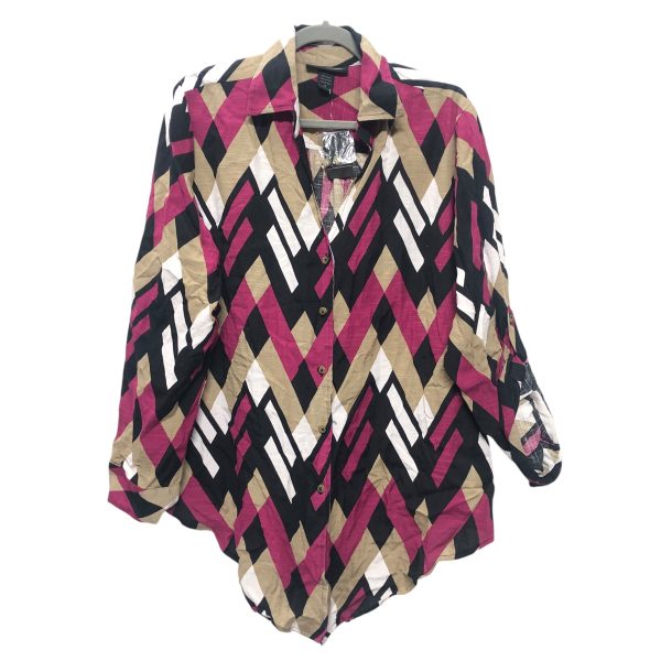 Top Ls By Ashley Stewart In Black & Pink, Size:18 Online