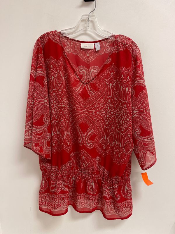 Top Short Sleeve By Chicos In Red, Size: Xl Hot on Sale