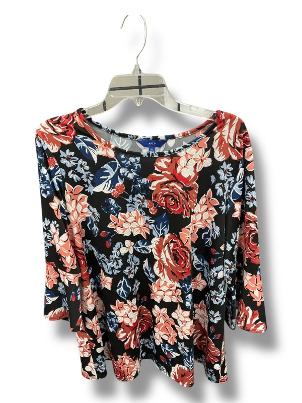 Top 3 4 Sleeve By Apt 9 In Floral Print, Size: Xl For Cheap