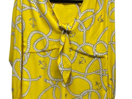 White & Yellow Top Long Sleeve Cabi, Size S Fashion