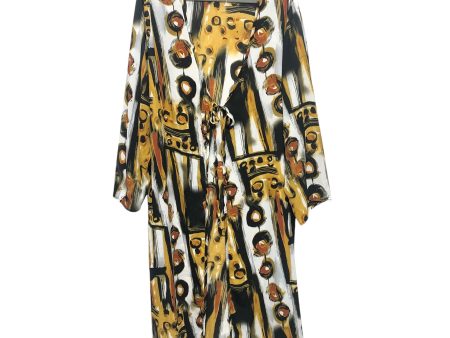 Kimono By Ashley Stewart In Black & Yellow, Size:1X on Sale