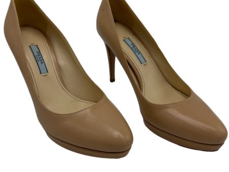 Shoes Luxury Designer By Prada In Tan, Size: 7.5 (37.5) Sale