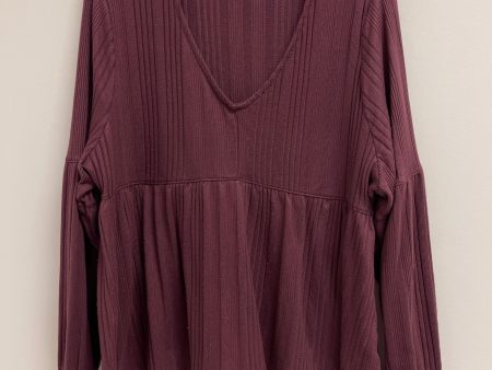 Top Long Sleeve By So In Purple, Size: L Online Hot Sale