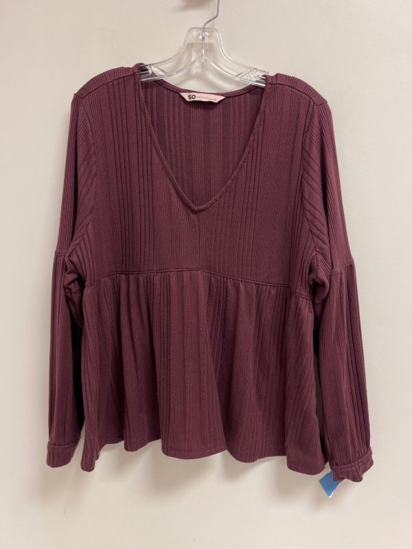 Top Long Sleeve By So In Purple, Size: L Online Hot Sale