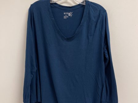 Top Long Sleeve Basic By Terra & Sky In Blue, Size: 1x Hot on Sale