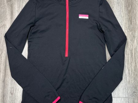 Athletic Top Long Sleeve Collar By Pink In Black & Pink, Size: S Discount