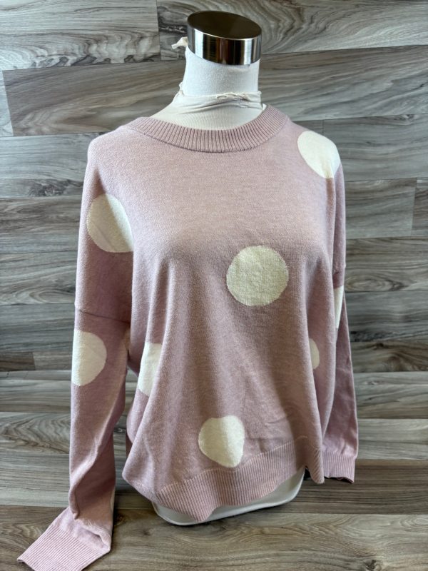 Top Long Sleeve By T Tahari In Pink & White, Size: M Hot on Sale