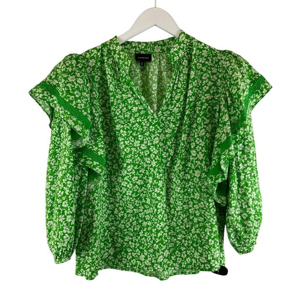 Top Long Sleeve By Who What Wear In Green, Size: M For Sale